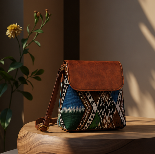 Classic Jacquard Mix Printed Sling Bag (Forest Green)