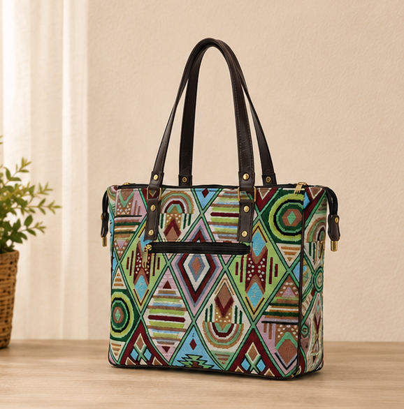Jacquard UT 3 Partition Tote Bag (Lime Green)