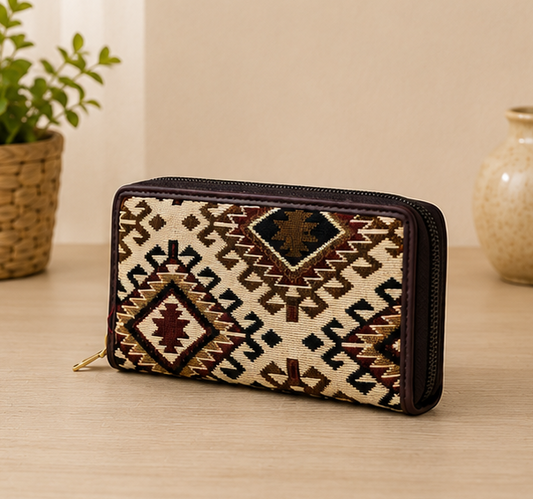 Jacquard Double Zipper Wallet (Desert Mosaic)