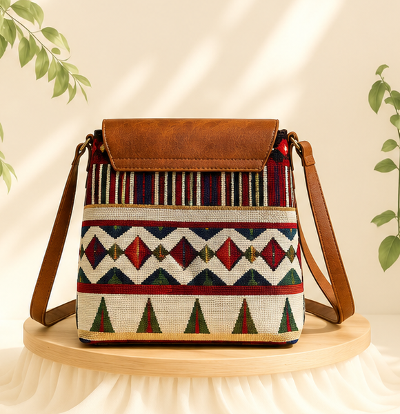 Classic Jacquard Printed Sling Bag (Red)