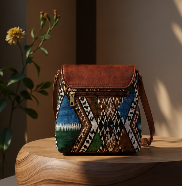 Classic Jacquard Mix Printed Sling Bag (Forest Green)