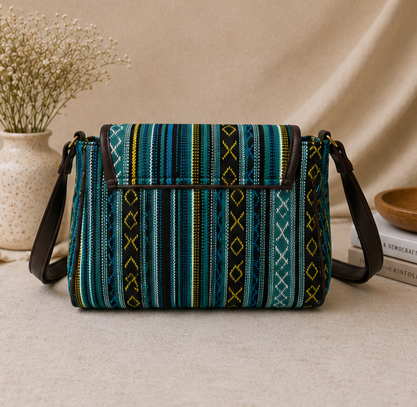 Classic Jacquard Sling Bag (Blue)