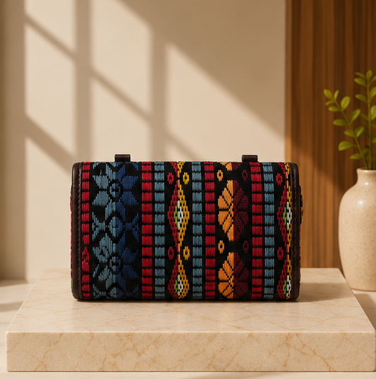 Jacquard Double Zipper Handbag Bohomin printed mix bag
