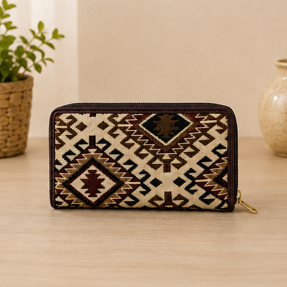 Jacquard Double Zipper Wallet (Desert Mosaic)