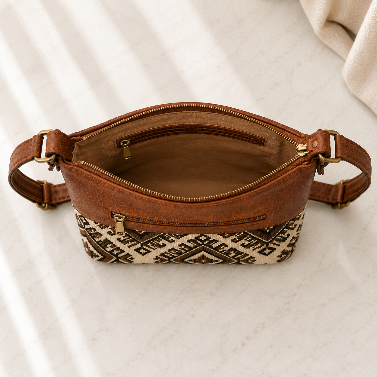 Classic Jacquard Sling Bag (Brownish)