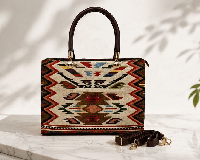 Jacquard Single Partition Handbag