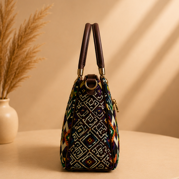 Jacquard UT 3 Partition Zig Zag Tote Bag