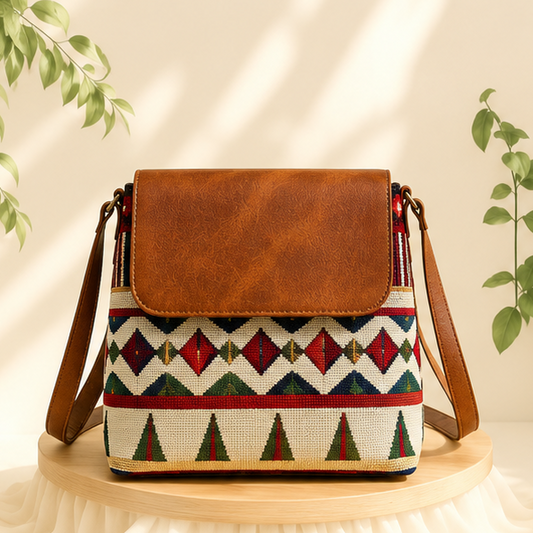 Classic Jacquard Printed Sling Bag (Red)