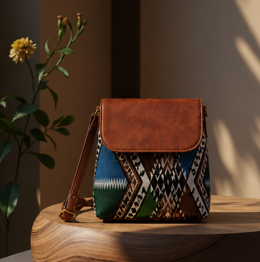 Classic Jacquard Mix Printed Sling Bag (Forest Green)