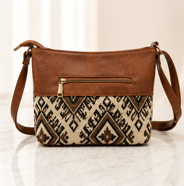 Classic Jacquard Sling Bag (Brownish)
