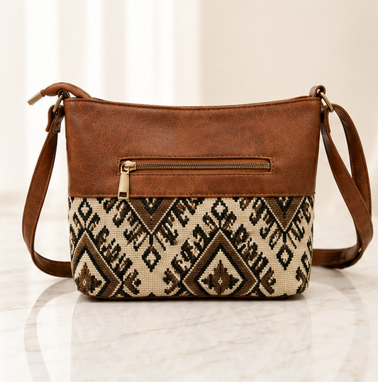 Classic Jacquard Sling Bag (Brownish)