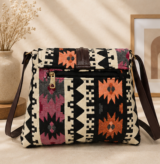 Classic Jacquard Sling Bag(Pink)