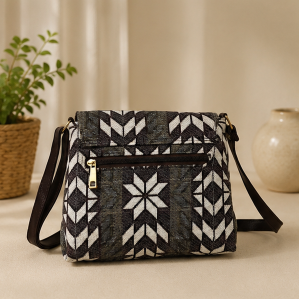 Turn Button Sling Bag (Off-White)