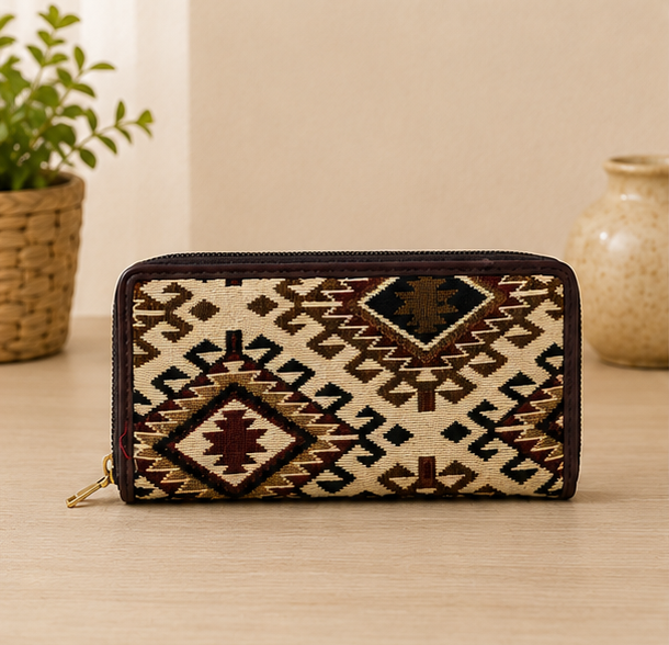 Jacquard Double Zipper Wallet (Desert Mosaic)