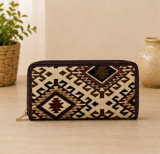 Jacquard Double Zipper Wallet (Desert Mosaic)