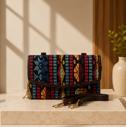 Jacquard Double Zipper Handbag Bohomin printed mix bag