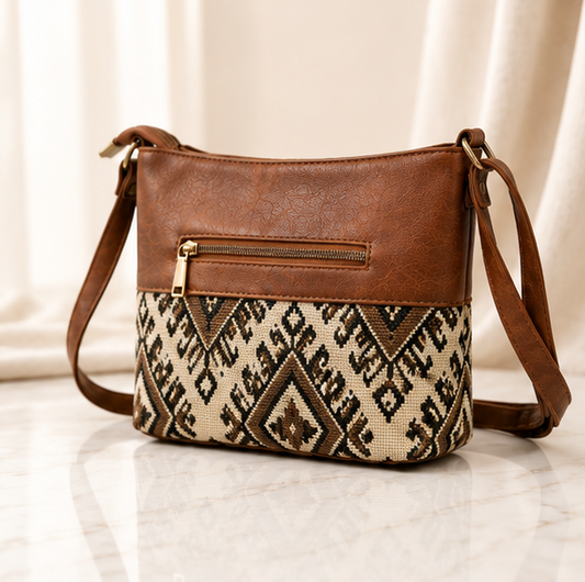 Classic Jacquard Sling Bag (Brownish)