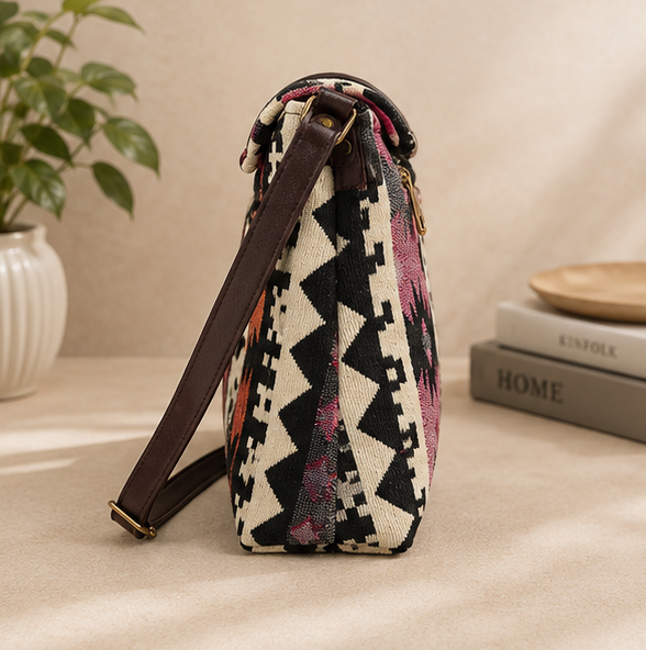 Classic Jacquard Sling Bag(Pink)