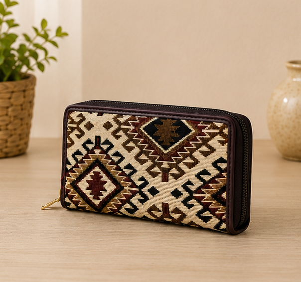 Jacquard Double Zipper Wallet (Desert Mosaic)
