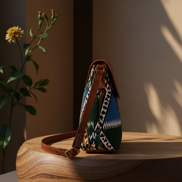 Classic Jacquard Mix Printed Sling Bag (Forest Green)