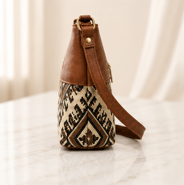Classic Jacquard Sling Bag (Brownish)