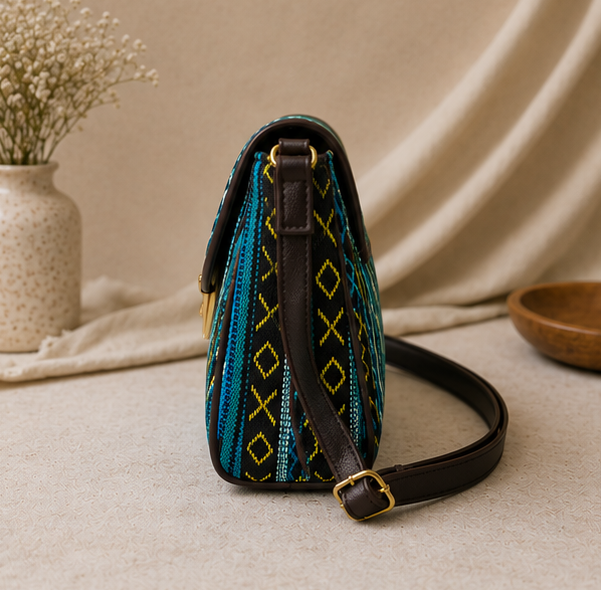 Classic Jacquard Sling Bag (Blue)