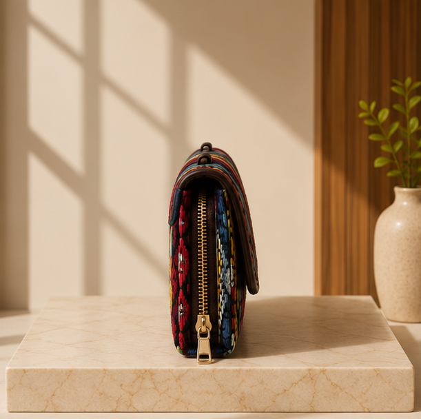 Jacquard Double Zipper Handbag Bohomin printed mix bag