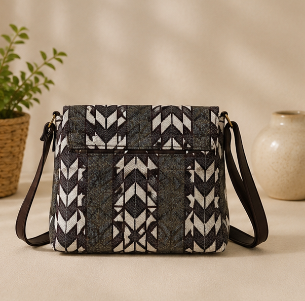 Turn Button Sling Bag (Off-White)