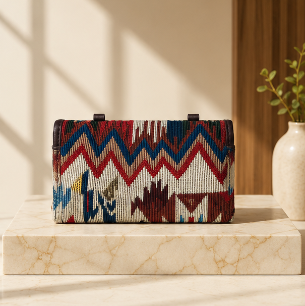 Jacquard Double Zipper Handbag(Red)