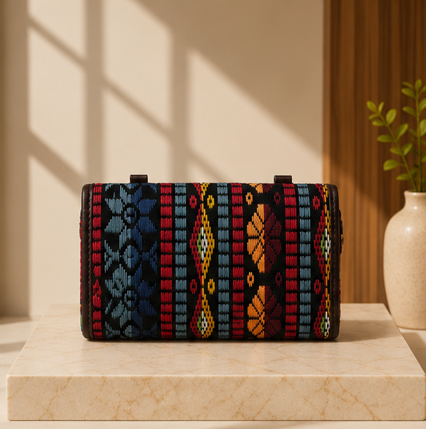Jacquard Double Zipper Handbag Bohomin printed mix bag