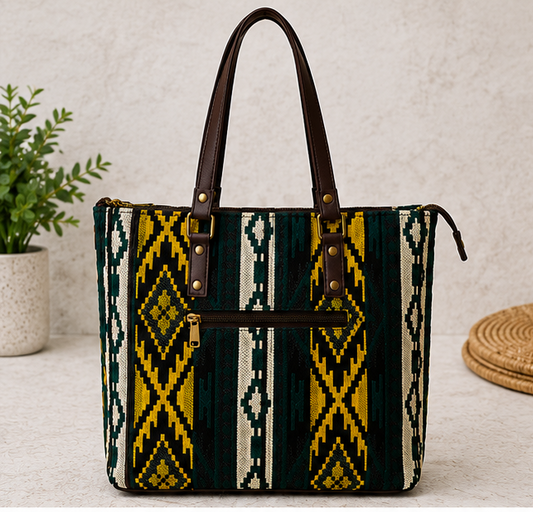 Jacquard UT 3 Partition Tote Bag (Mustard Yellow)
