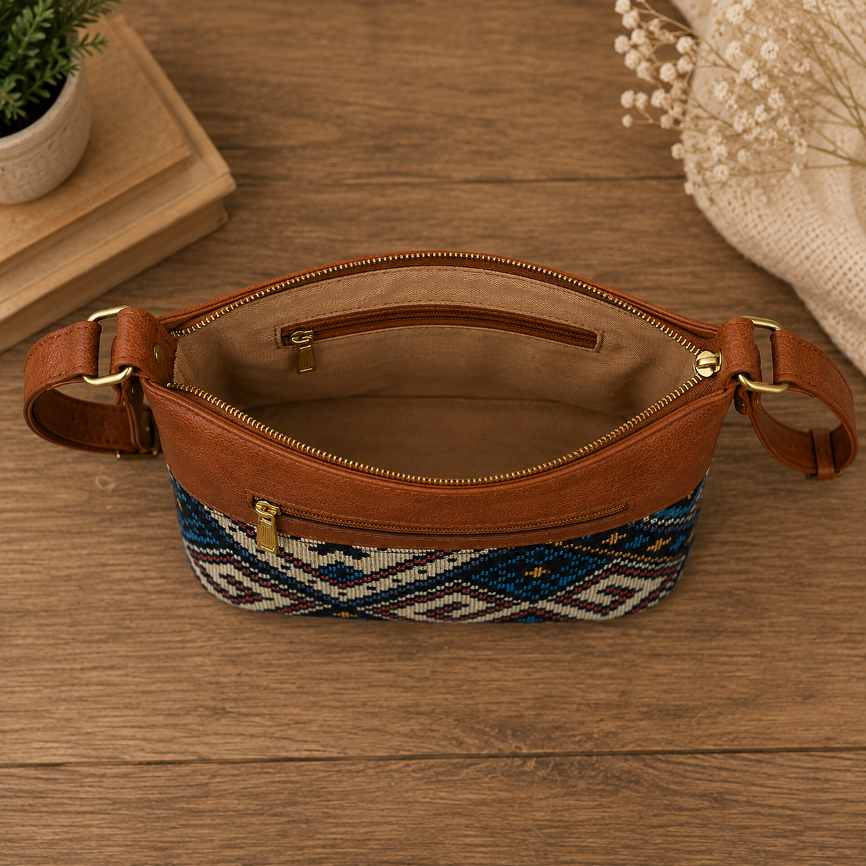 Classic Jacquard Sling Bag (Mosaic Cream)