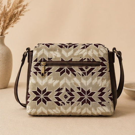 Jacquard Single Partition Handbag with Detachable Sling