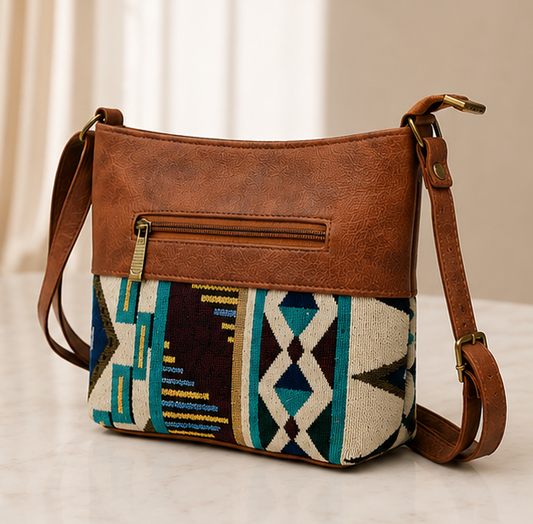 Classic Jacquard ZigZag Sling Bag (Blue)