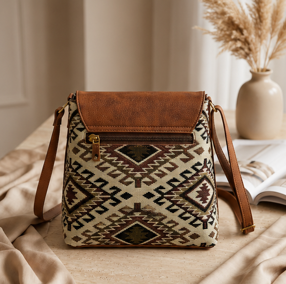 Classic Jacquard Printed Sling Bag (off-cream)