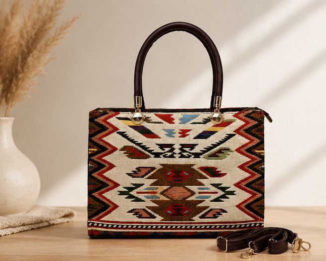 Jacquard Single Partition Handbag