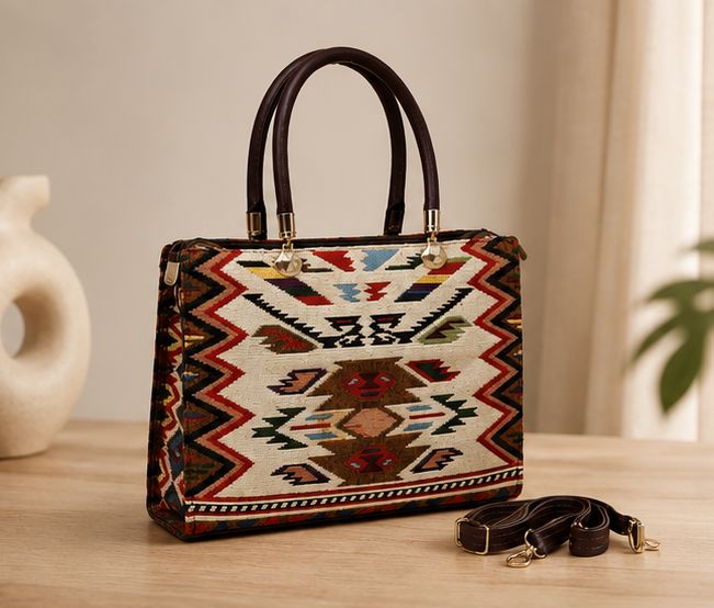 Jacquard Single Partition Handbag