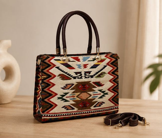 Jacquard Single Partition Handbag