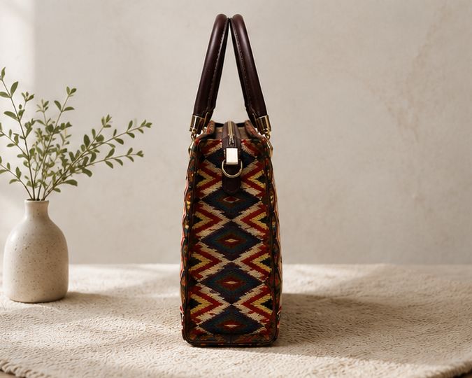Jacquard Single Partition Handbag