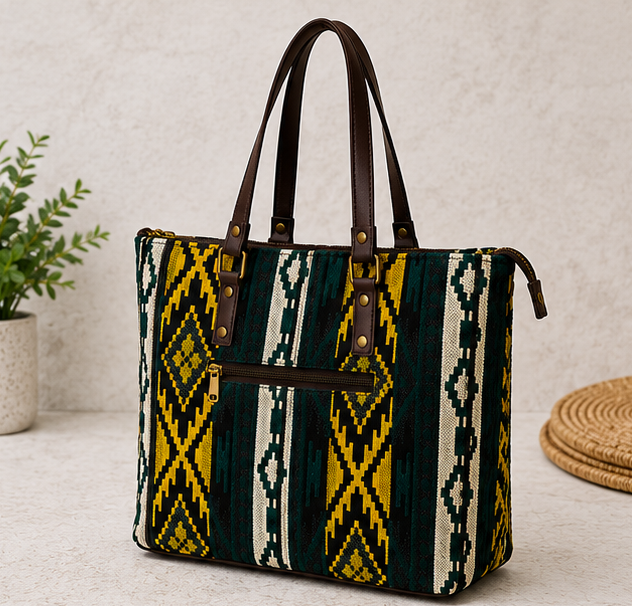 Jacquard UT 3 Partition Tote Bag (Mustard Yellow)
